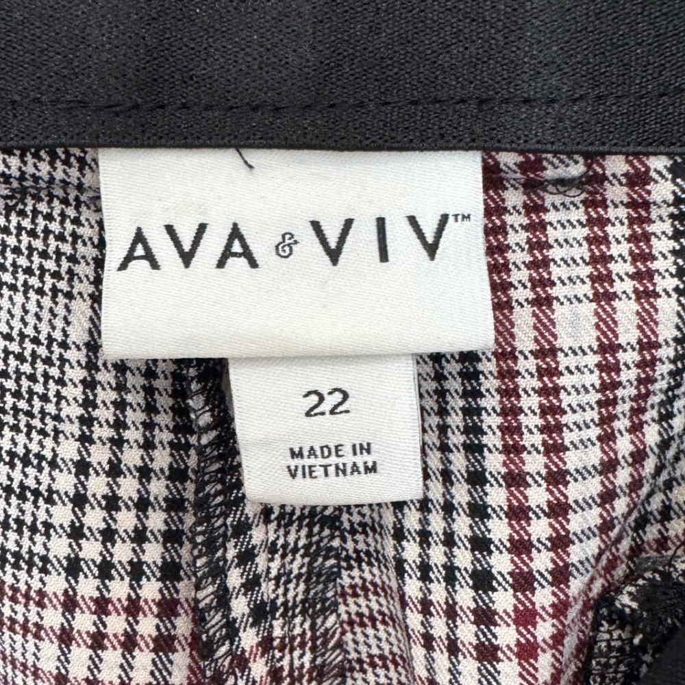 NWT Ava & Viv Plus Size 22 Plaid High Rise Ankle Pants Comfort Stretch Fall Work - Picture 5 of 7